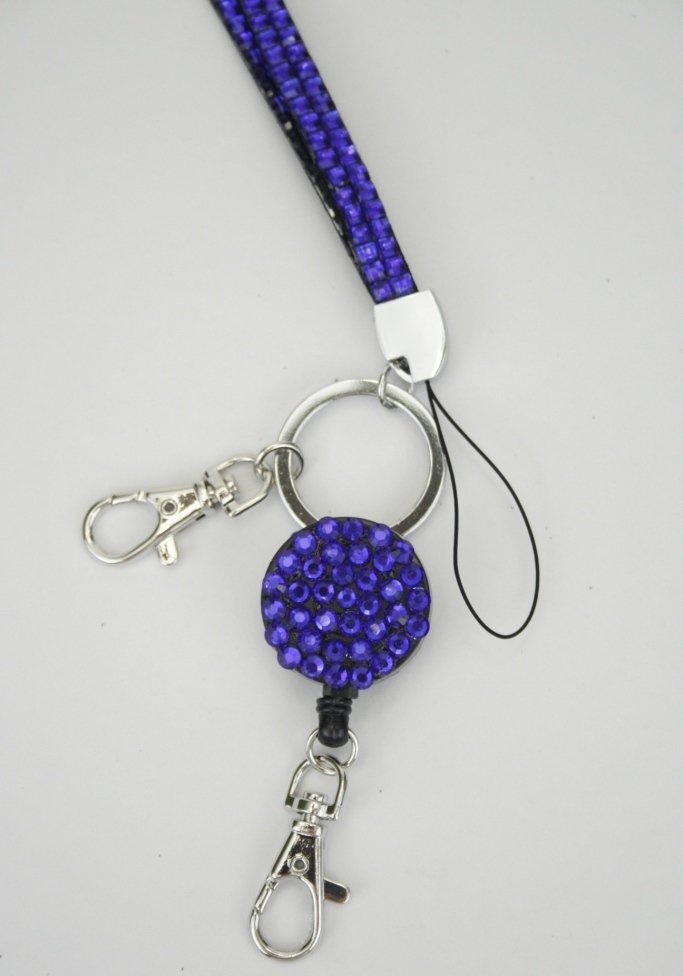 rhinestone badge reel lanyard