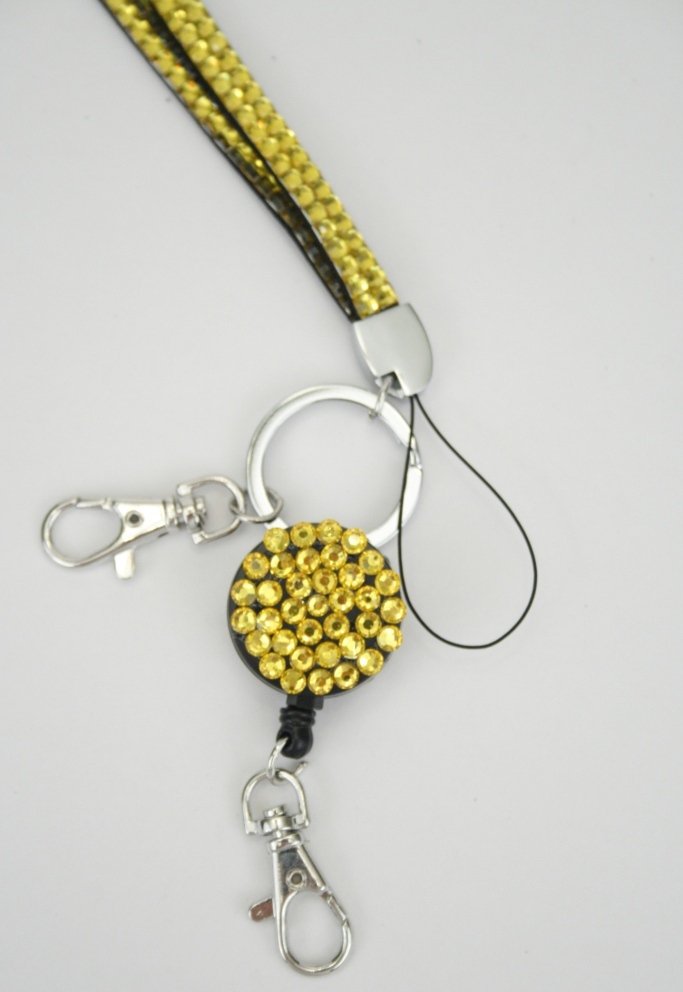 rhinestone badge reel lanyard