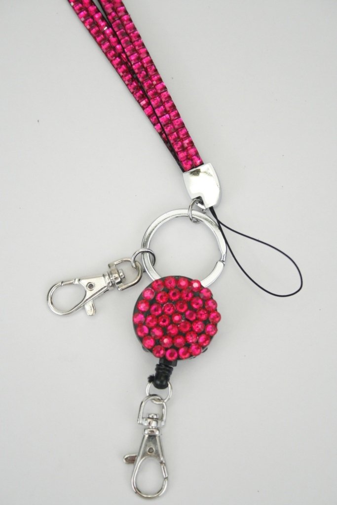 rhinestone badge reel lanyard