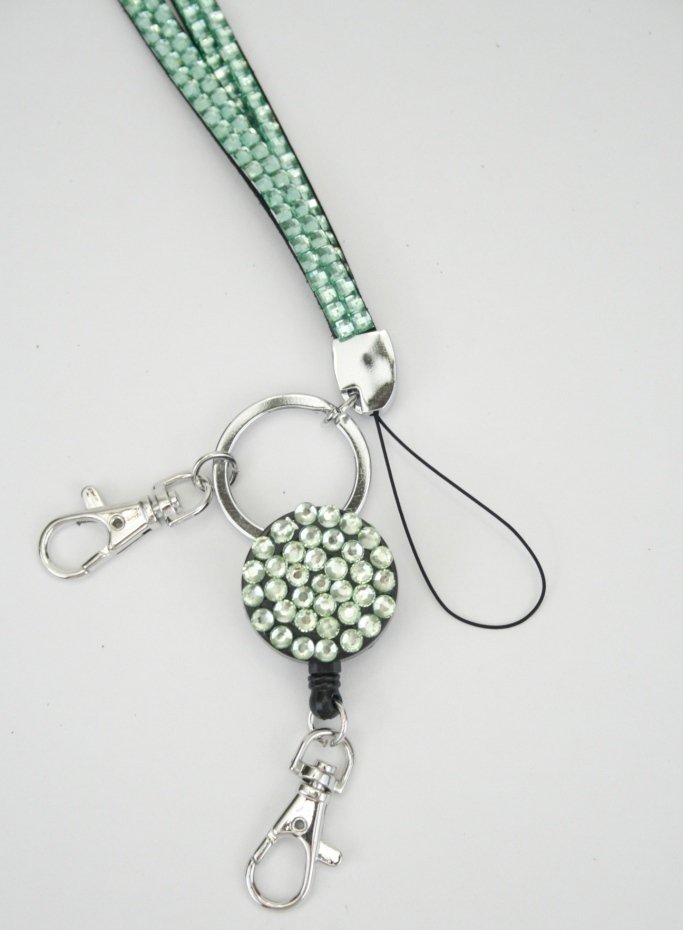 rhinestone badge reel lanyard