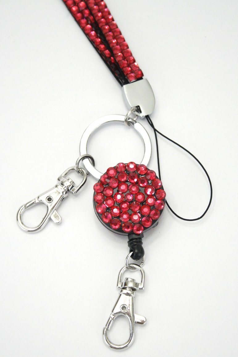 rhinestone badge reel lanyard