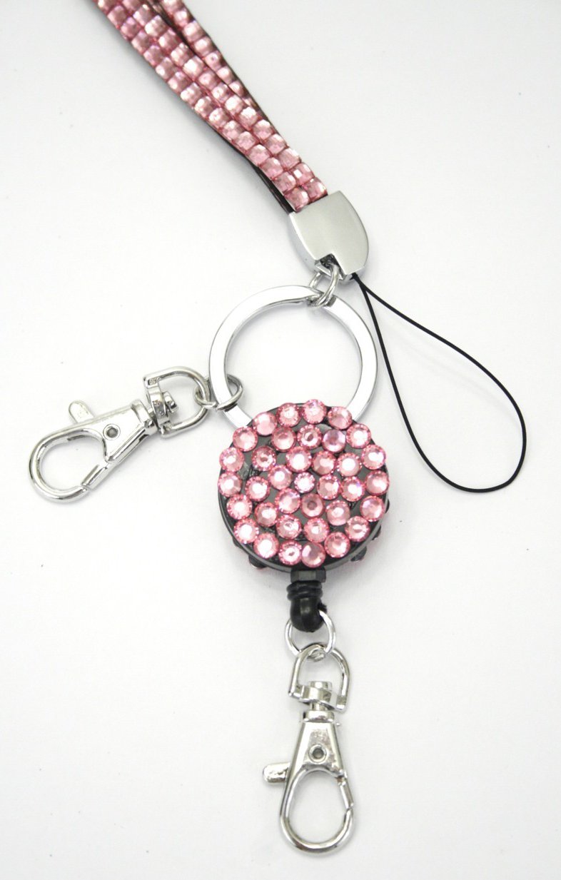 rhinestone badge reel lanyard