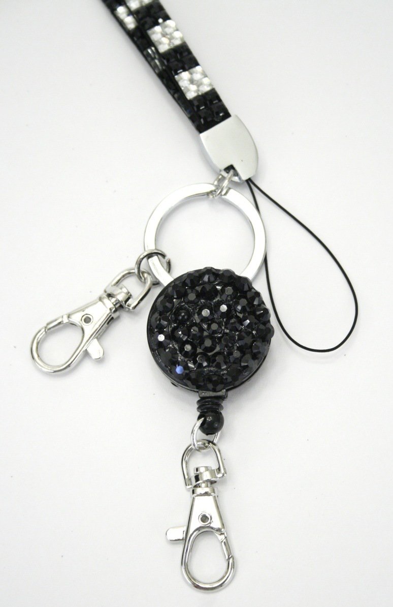 rhinestone badge reel lanyard