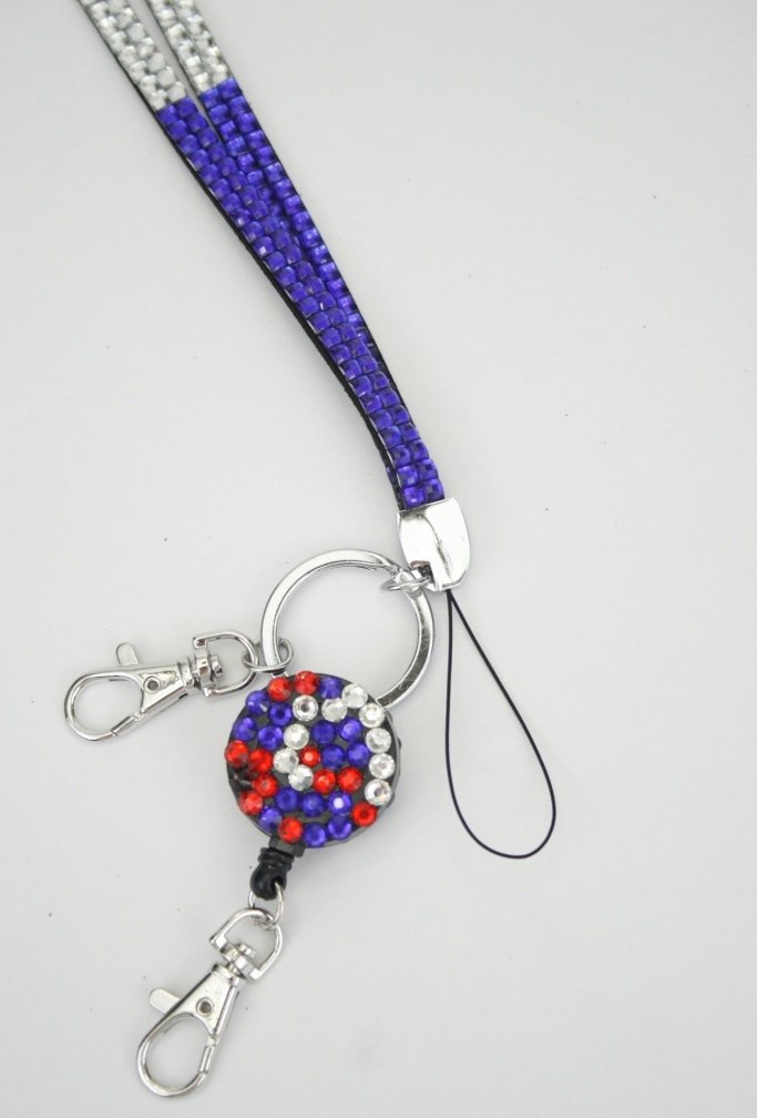 rhinestone badge reel lanyard