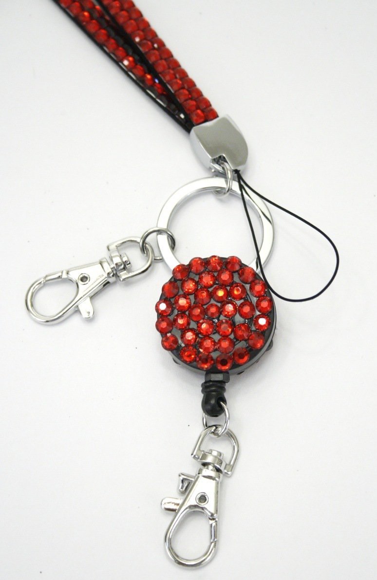 rhinestone badge reel lanyard