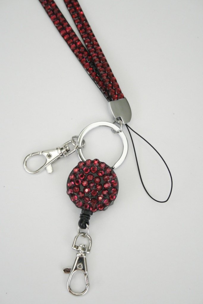 rhinestone badge reel lanyard