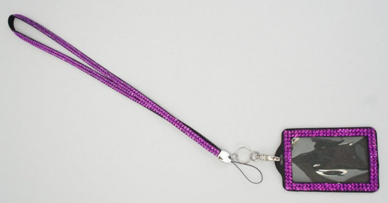 rhinestone lanyard id holder