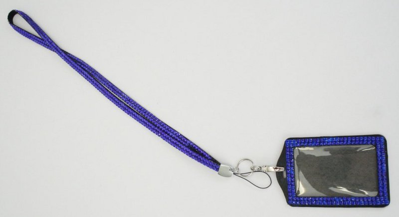 rhinestone lanyard id holder