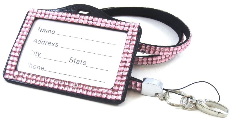 rhinestone lanyard id holder