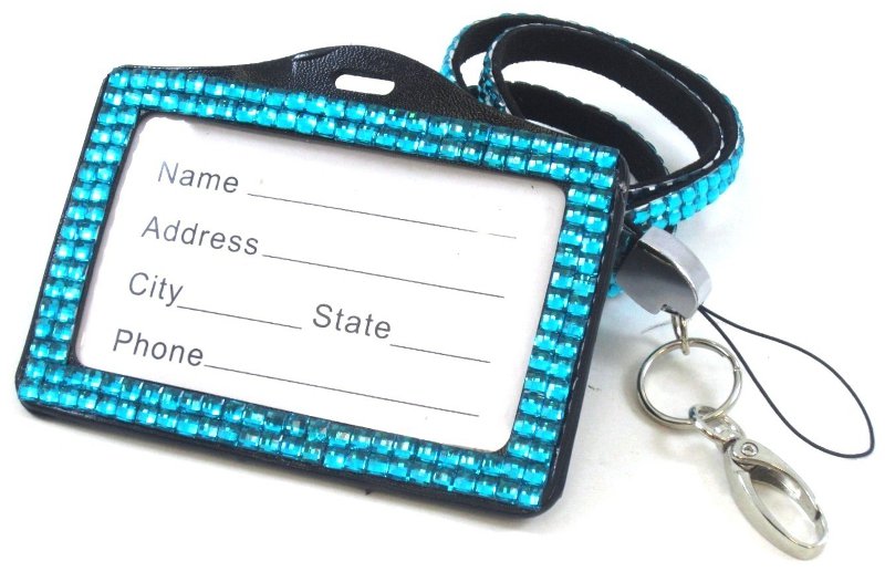 rhinestone lanyard id holder