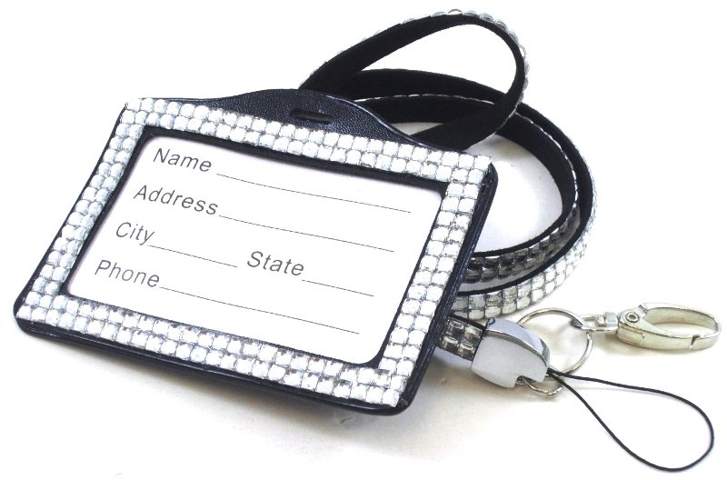 rhinestone lanyard id holder