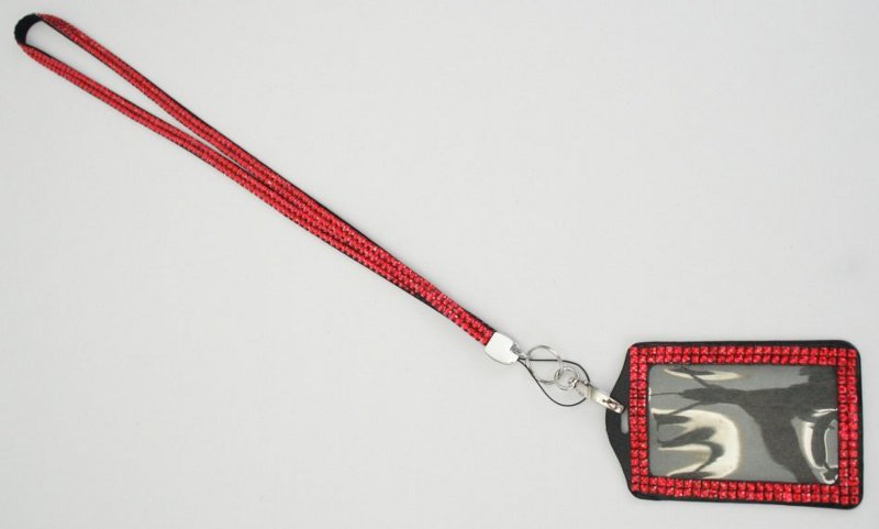 rhinestone lanyard id holder