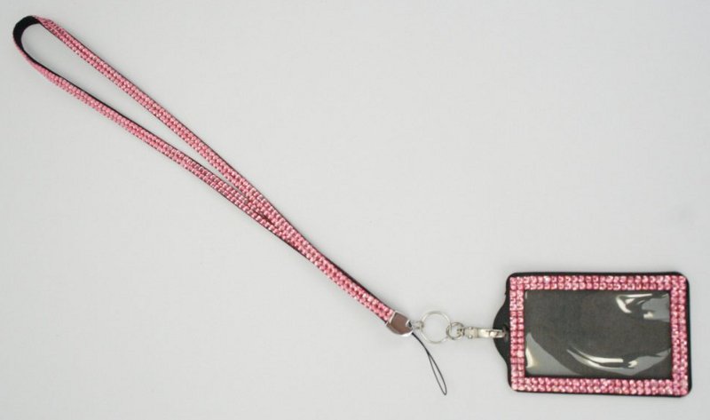 rhinestone lanyard id holder